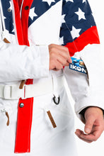 Load image into Gallery viewer, Retro American flag ski suit with many pockets
