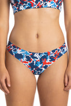 Load image into Gallery viewer, A woman wearing The Grand Finale USA Camouflage Seamless Thong.
