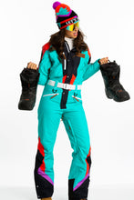 Load image into Gallery viewer, Lax Liftie Womens Retro Teal Ski Suit
