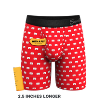Load image into Gallery viewer, Valentine&#39;s themed long leg Ball Hammock¬Æ pouch underwear with fly 3 pack.
