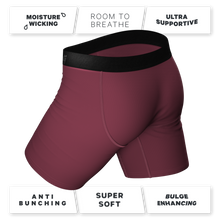Load image into Gallery viewer, A close-up of The Love Letter Valentine&#39;s themed long leg Ball Hammock¬Æ pouch underwear with fly 3 pack logo.
