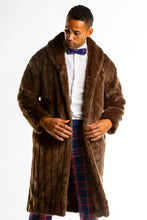Load image into Gallery viewer, The Manhattan Mogul Long Brown Black Label Faux Fur Coat
