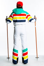 Load image into Gallery viewer, White Teal Red Yellow Navy Striped Winter Snow Suit
