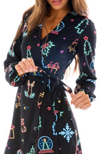 Load image into Gallery viewer, Black neon wrap dress
