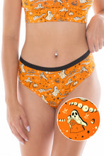 Load image into Gallery viewer, Close-up of The Paranormal Entitty&#39;s Ghost Busts Cheeky Underwear on a woman&#39;s body, emphasizing playful ghostly design.
