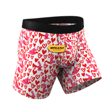 Load image into Gallery viewer, red hearts vday ball hammock boxers with fly

