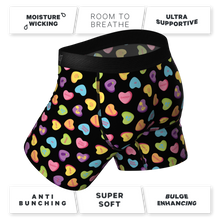 Load image into Gallery viewer, mens black vday hearts boxers with fly
