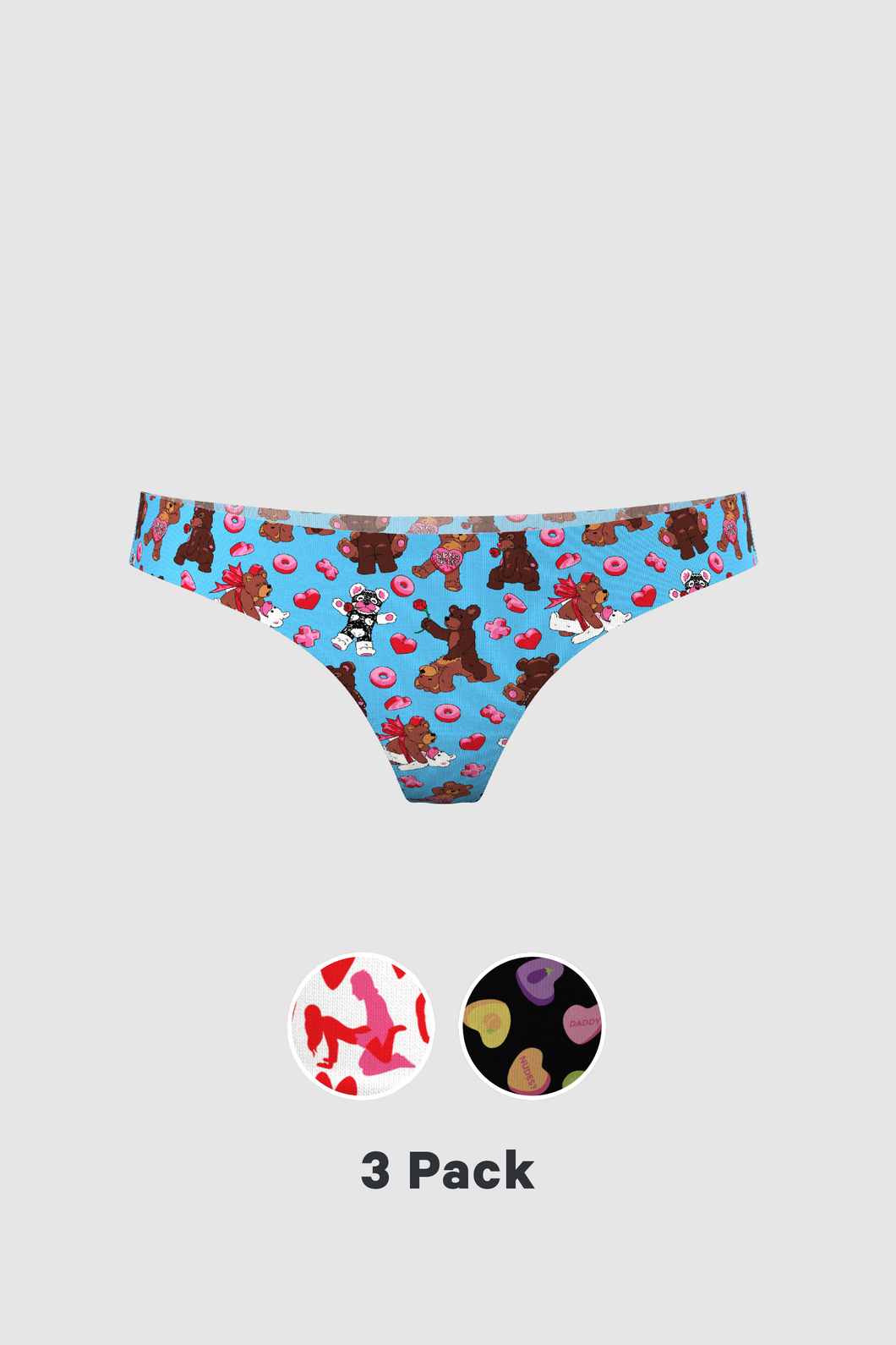 The Dinner For Two | Valentine's Day Seamless Thong 3 Pack