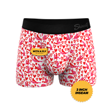 Load image into Gallery viewer, red hearts vday trunks with fly
