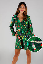 Load image into Gallery viewer, fun Christmas tree print wrap dress for ladies 
