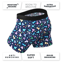 Load image into Gallery viewer, Boxer briefs with dog bones print, men&#39;s underwear with crystal key design.
