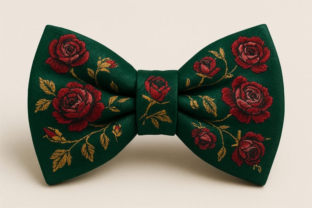 green n roses bow tie