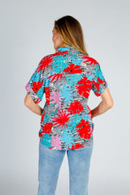 Load image into Gallery viewer, blue pink and red hawaiian shirt
