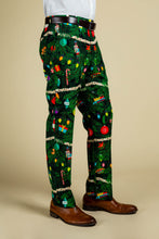 Load image into Gallery viewer, mens christmas tree print green pants
