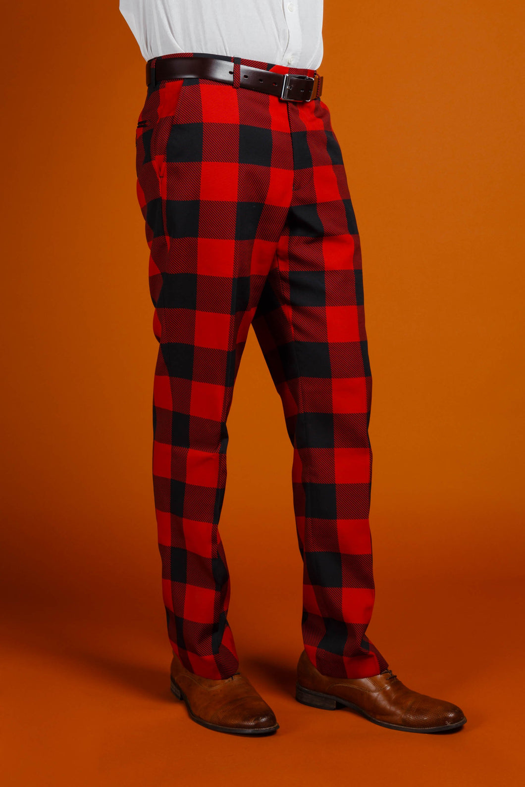 Red and Black Lumberjack Buffalo Check Plaid Suit Pants