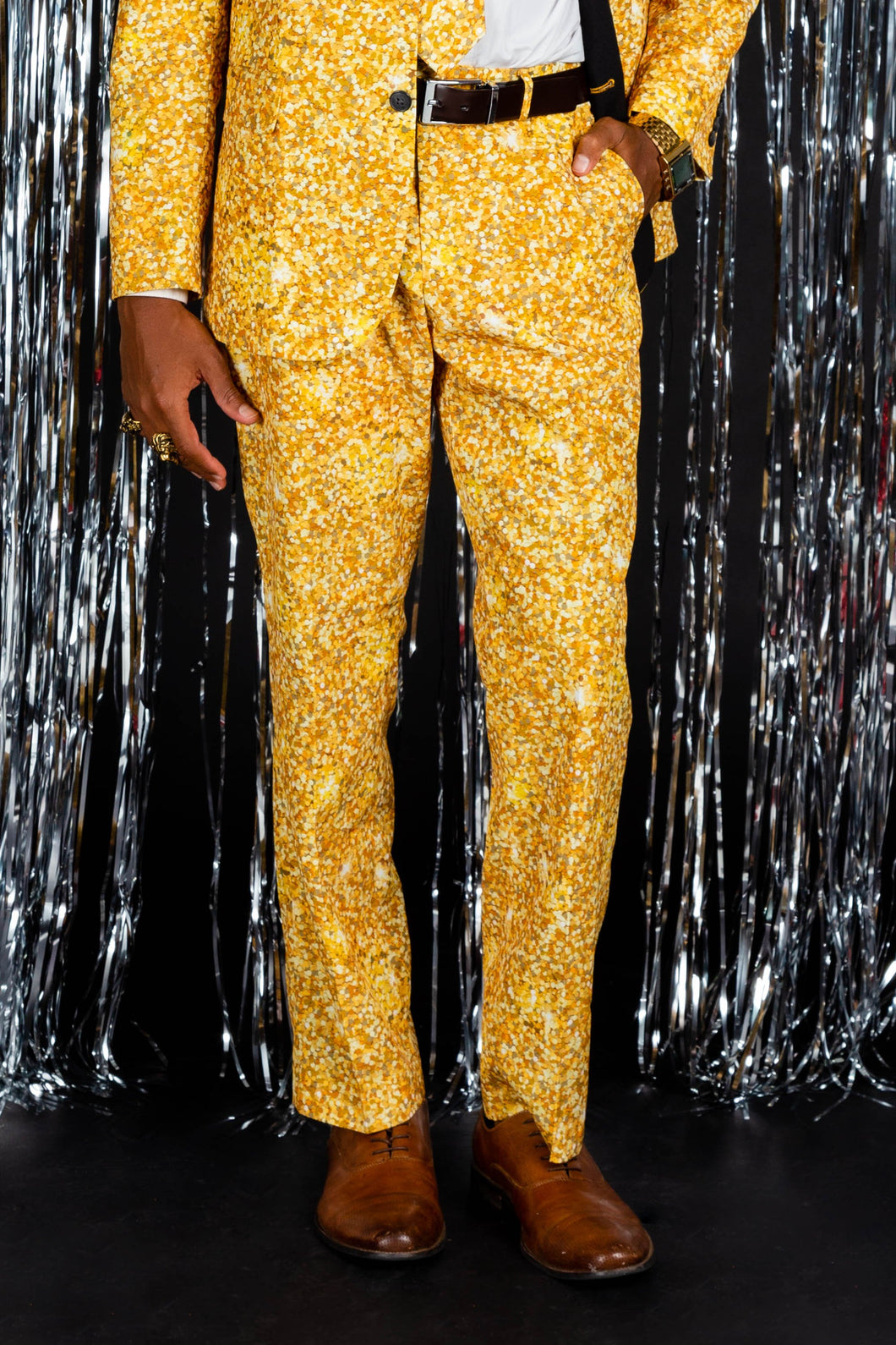 Men's gold dust glitter pattern suit pants