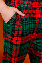 Load image into Gallery viewer, Men&#39;s red and green plaid pajama bottoms
