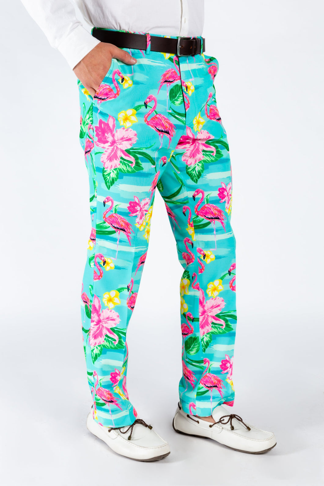 Men's Blue Flamingo Print Suit Pants