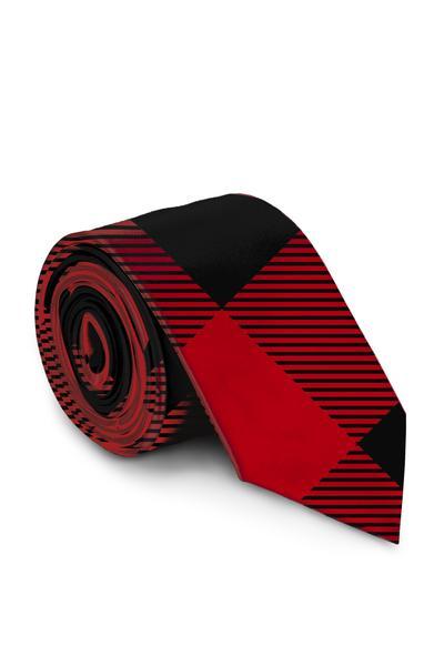 Red and Black Buffalo Check Suit Tie
