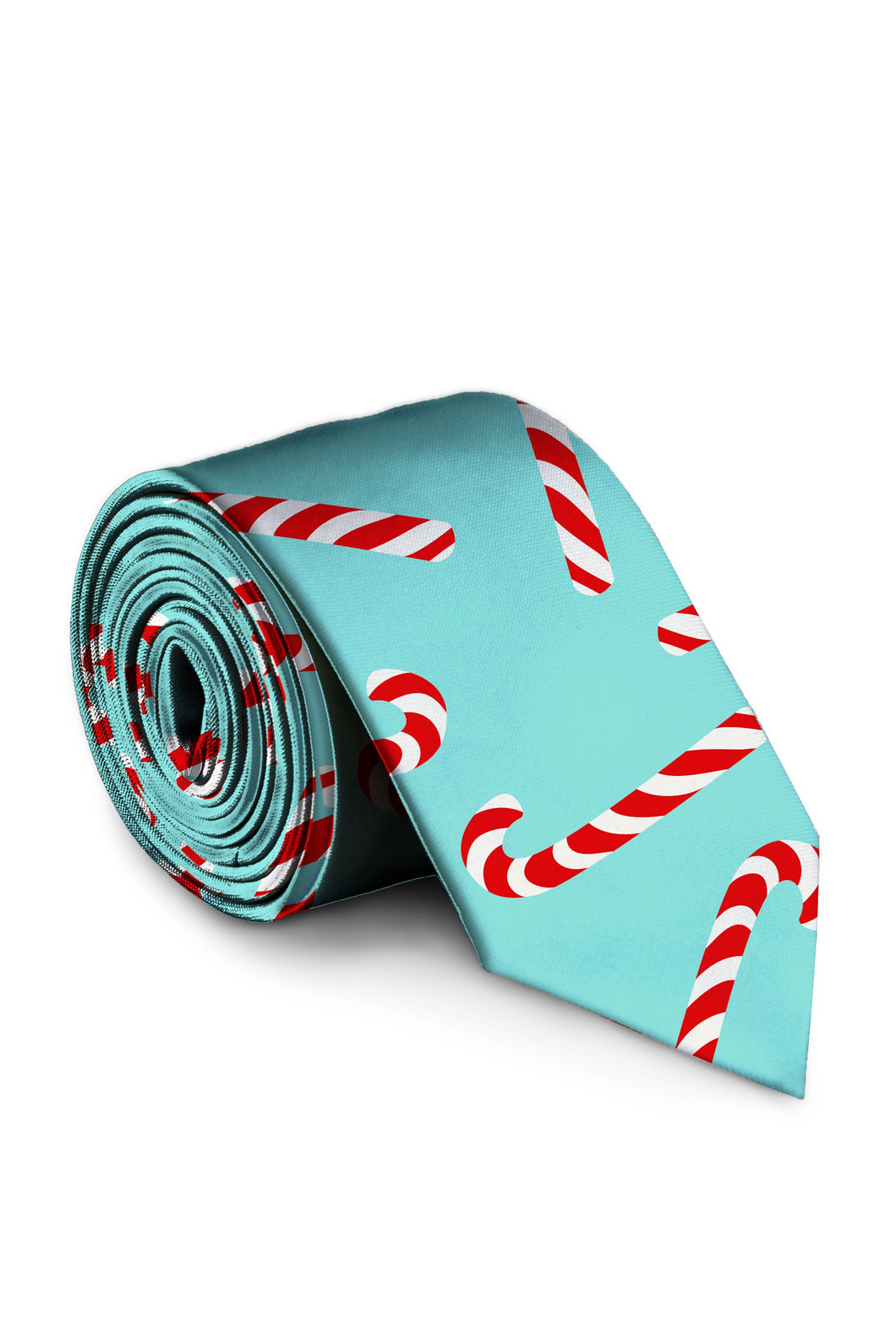 The Peppermint Pimp Canes Candy Cane Print Blue Christmas Tie